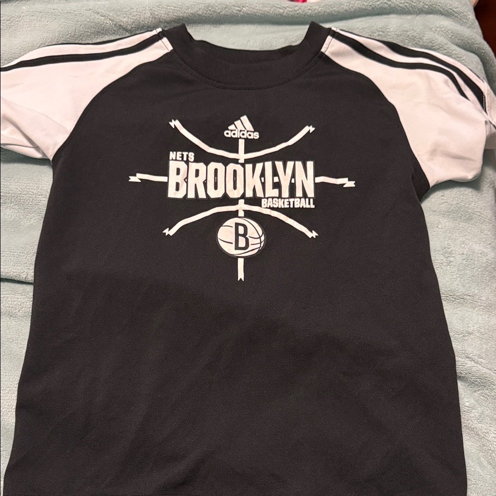 Adidas Black and White Brooklyn Nets Tee
